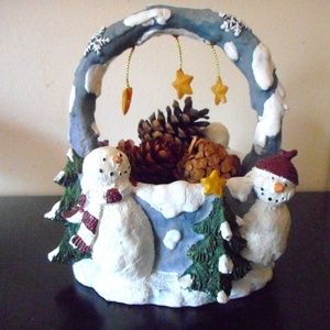 Make The Season Bright Snowman Ceramic Basket Bowl